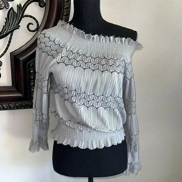 Deletta Woman’s Delicate Lace Off The Shoulder Top Blouse Size XS Anthropologie - Picture 15 of 16